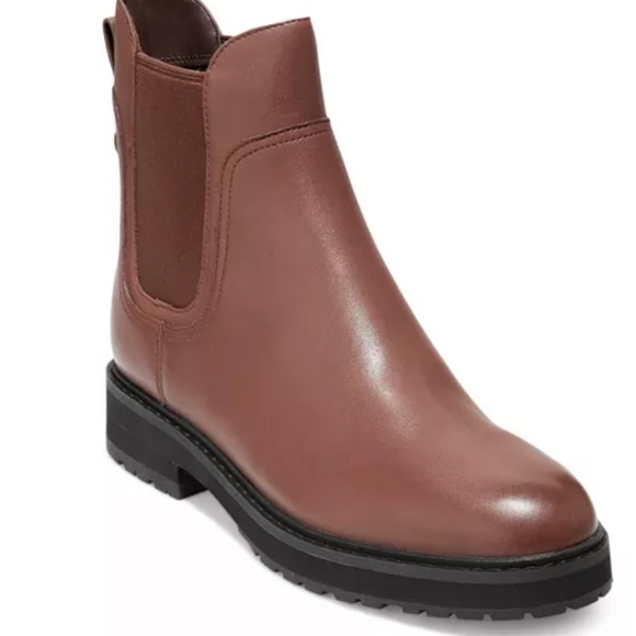 NWT Cole Haan Greenwich waterproof Chelsea bootie in chestnut leather, size 11B - Picture 9 of 12